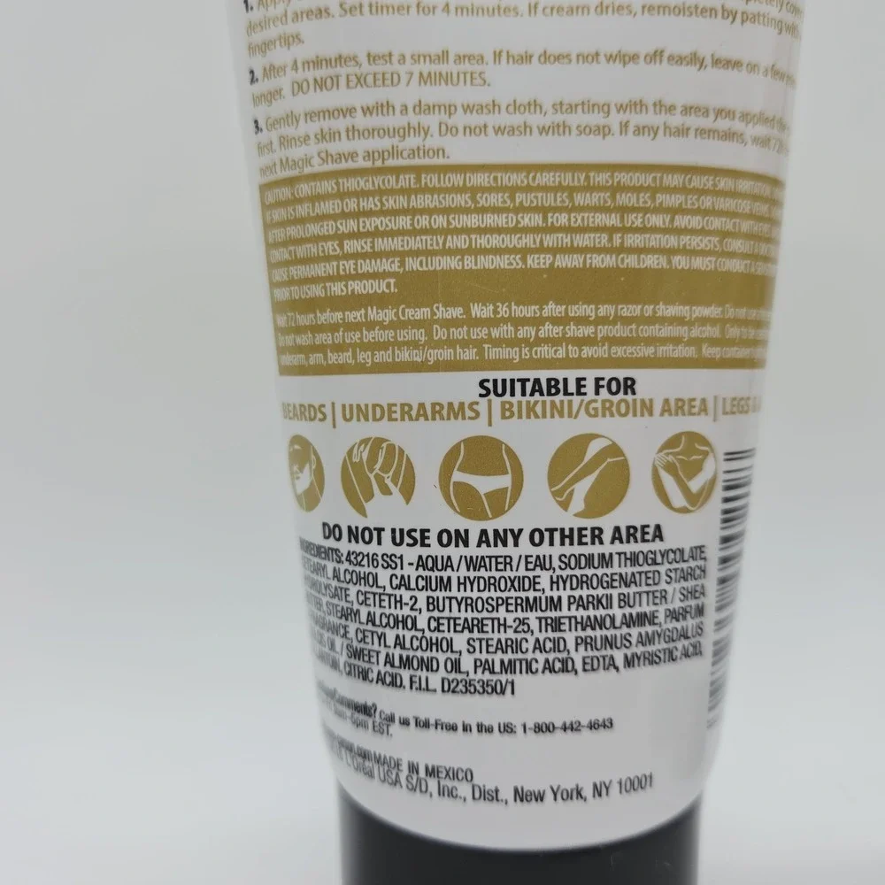Lot Of 5 Magic Hair Removal Razorless Shave Cream For Sensitive Skin 6oz Each